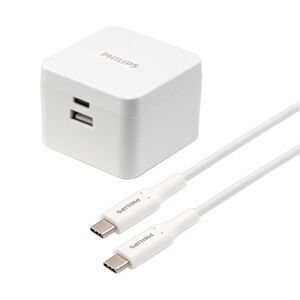 Philips -  67.5W AC GaN Charging Kit: USB-C Wall Char White